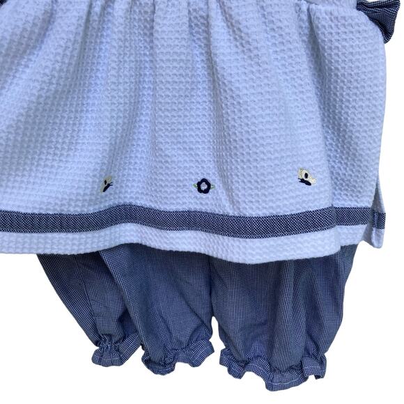 VTG Baby Girl Outfit 18 Mos Miniwear Waffle Knit Dress One Piece Floral Snap - Picture 4 of 9